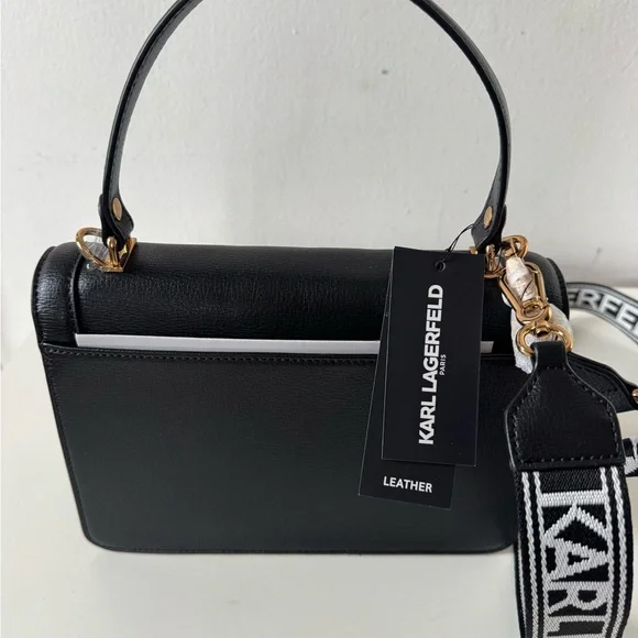 Karl Lagerfeld Black Crossbody Bag with Gold Accents - Picture 2 of 7
